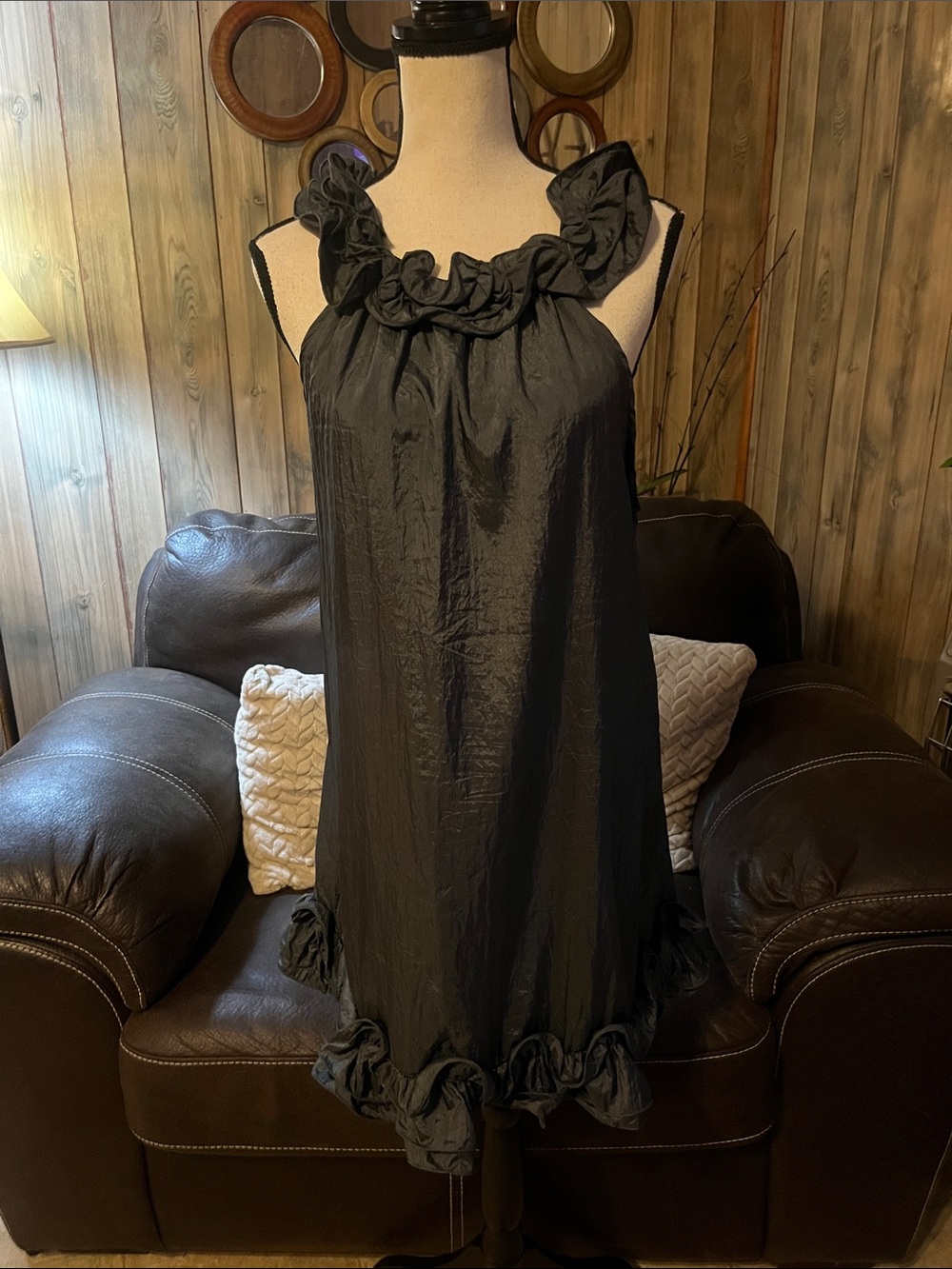 Pretty Angel Steel Gray Ruffled Trim Mini Dress Feminine Fairycore Fairygoth